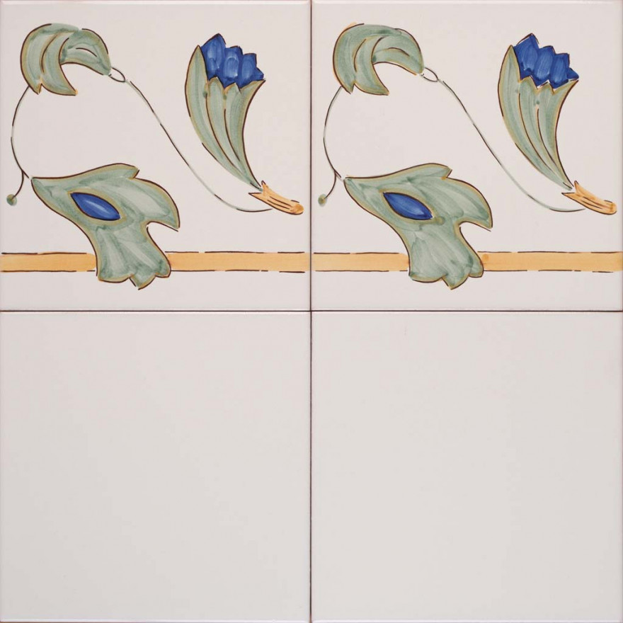 Bianco antico con bordura taco foglia verde 130